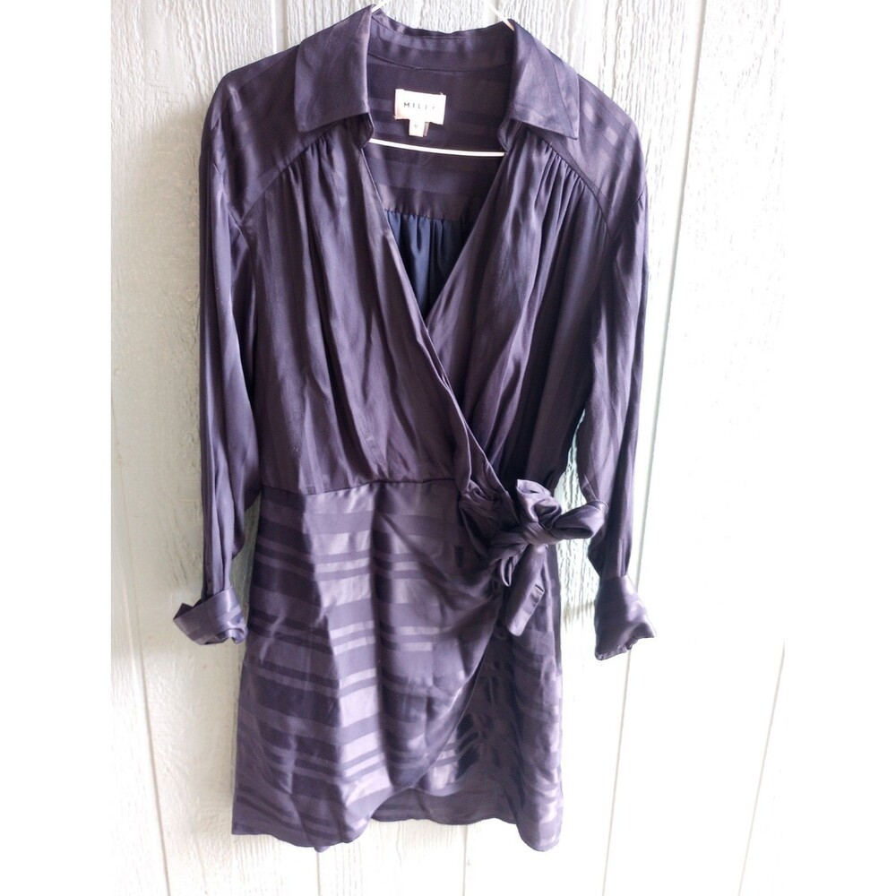 $350 Milly Women's Blue Jordan Stripe Shirt Dress Size Medium